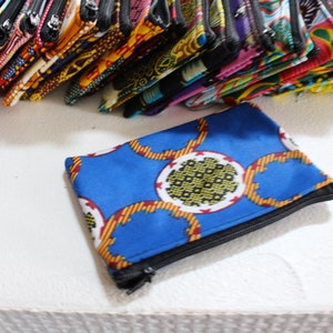 Coin purse, zipped wax pouch approximately 12 X 8 cm