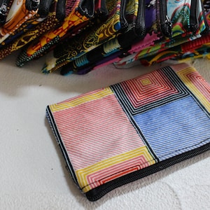 Coin purse, zipped wax pouch approximately 12 X 8 cm