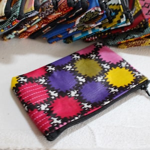 Coin purse, zipped wax pouch approximately 12 X 8 cm