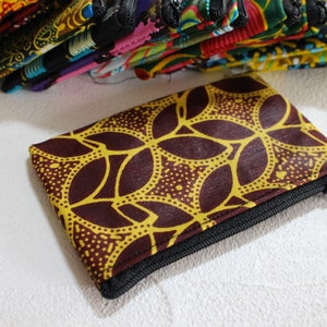 Coin purse, zipped wax pouch approximately 12 X 8 cm