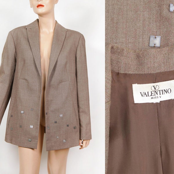 VALENTINO. Circa 90s. Brown wool blazer jacket, size L/40FR