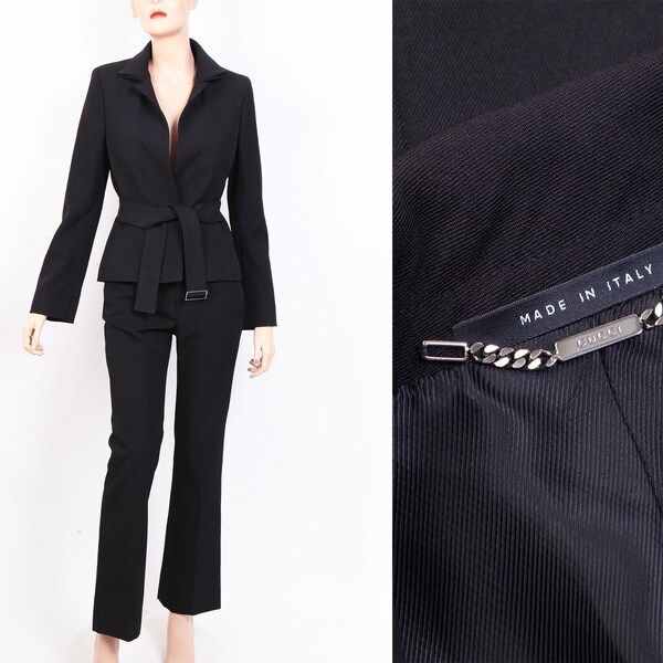 2000's GUCCI by Tom Ford, Black wool suit, Made in Italy, 36FR/Small.