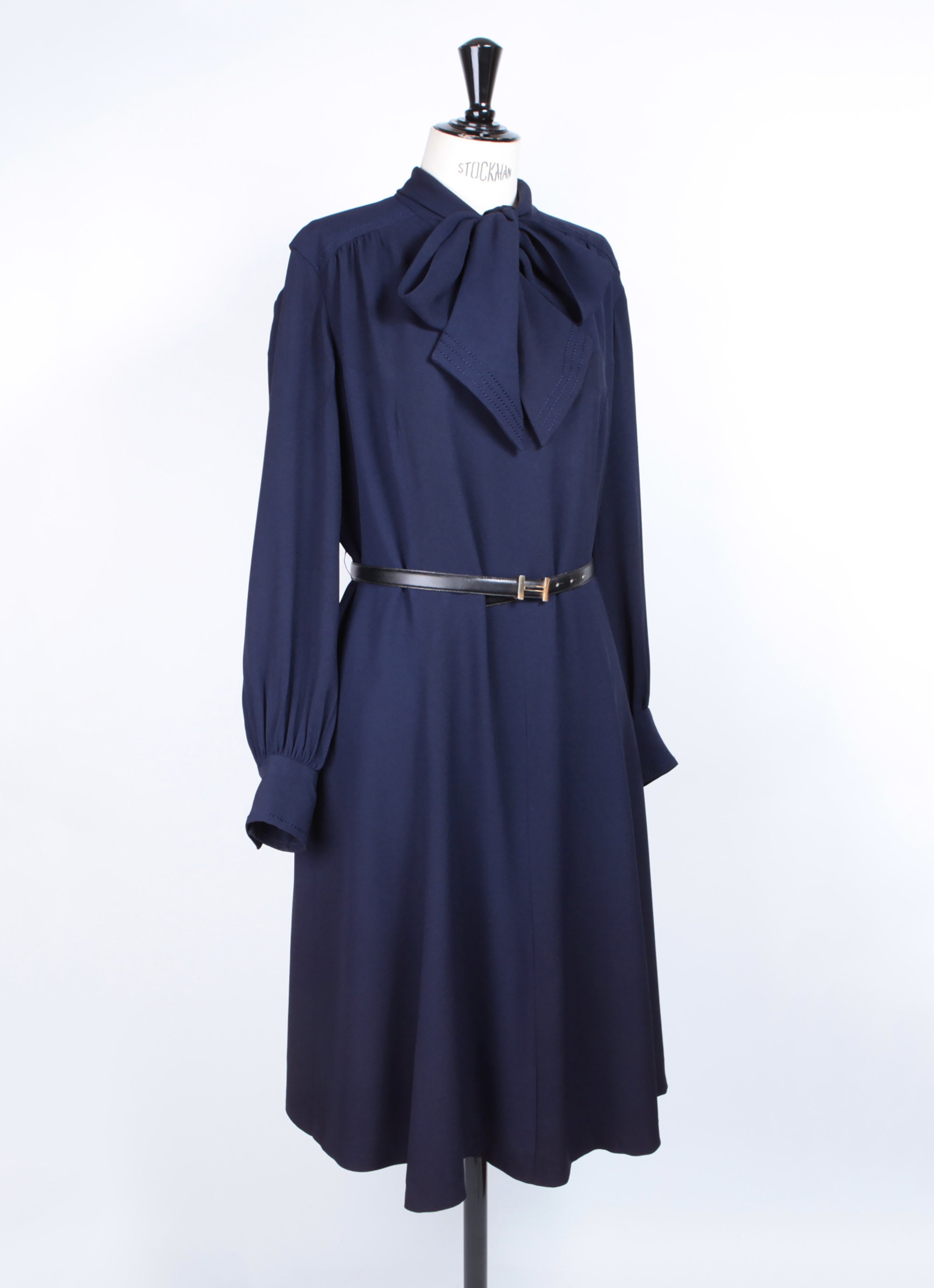 FRANCK & FILS 70's Navy Blue Dress in Wool Crepe. | Etsy