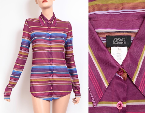 VERSACE 90s, Retro style shirt in viscose and nyl… - image 1