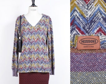 90's MISSON. Multicolor sweater. Made in Italy. Size 40 UK