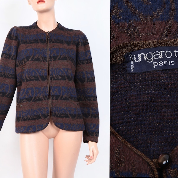 80s UNGARO, Vintage Wool and Angora Cardigan, Size Large/46IT