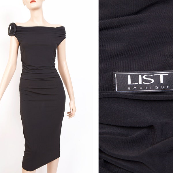 Y2K, Vintage black draped dress from LIST Boutique, Made in Italy, Size M/38FR.