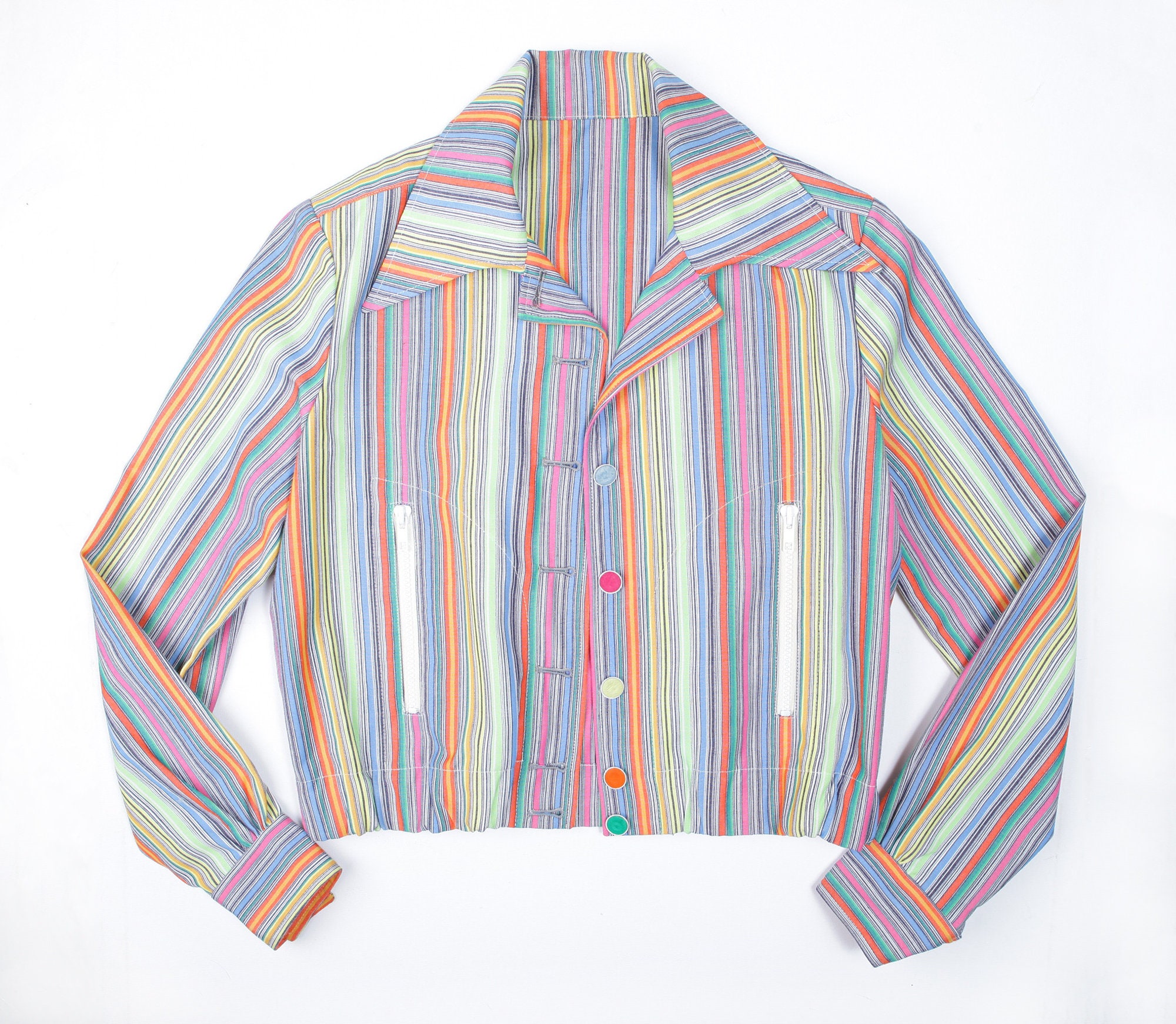 60s HENRY OURS Rare Multicolor Striped Jacket. Authentic - Etsy