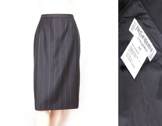 1990 YVES SAINT LAURENT Authentic black skirt in … - image 1