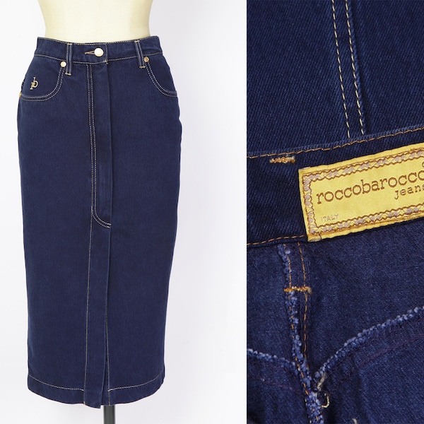 ROCCOBOROCO vintage indigo denim skirt. Circa 90s. Made in Italy.T36/Small