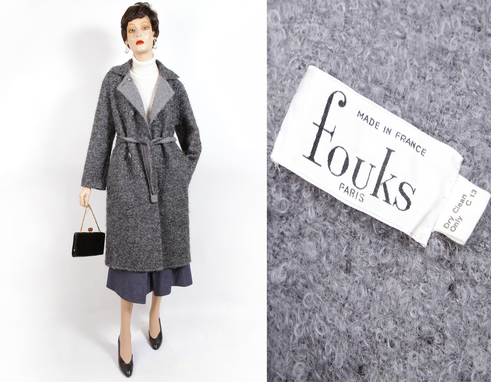 80s FOUKS PARIS Gray Thick Wool Coat Made in France Warm - Etsy Israel