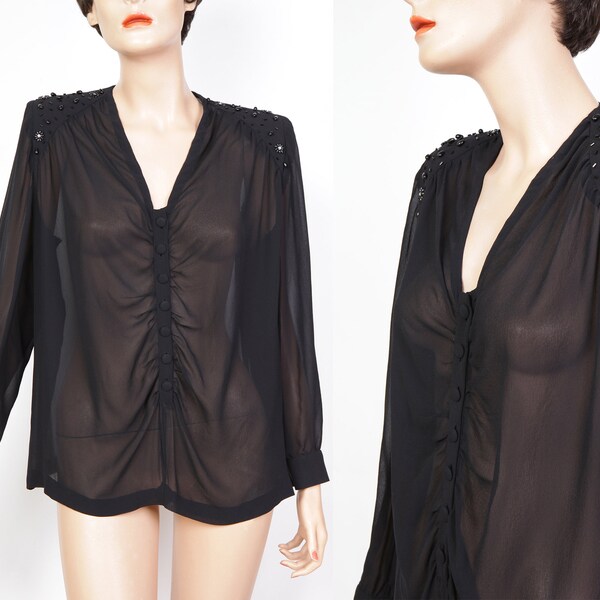 Handmade and perfectly cut vintage silk blouse. 100% silk.XL/42FR