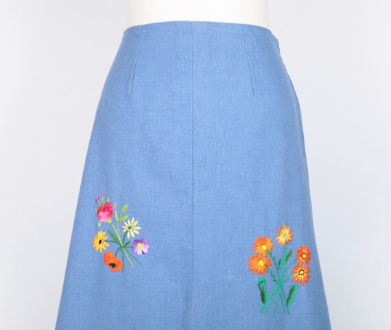 1970, Boho, Hippie, Maxi skirt, in Denim hand-emb… - image 8