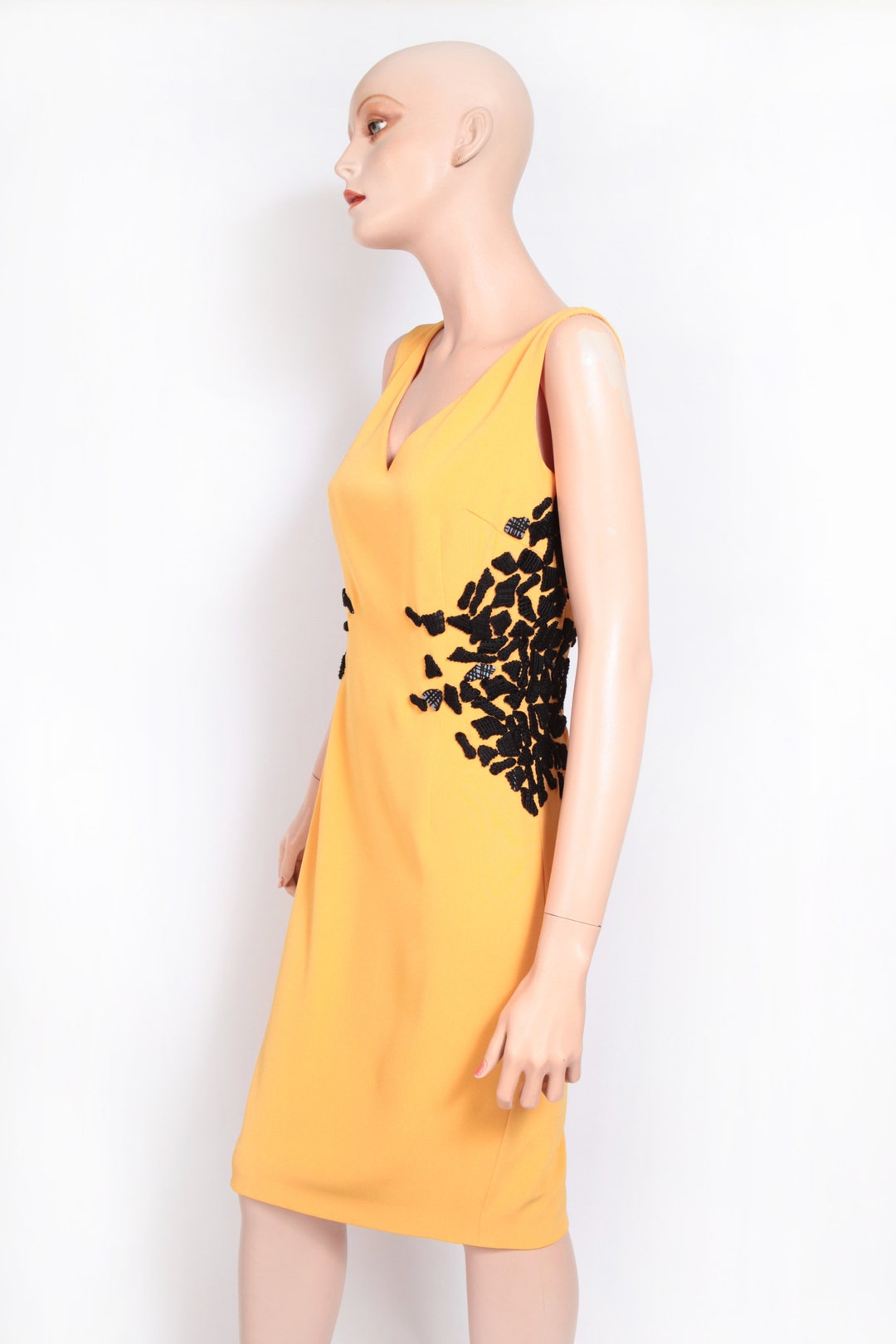 ESCADA 2000's Yellow Viscose Dress Dress Embroidered and Etsy