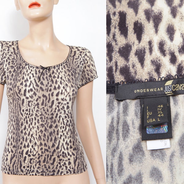 ROBERTO CAVALLI 2000S, Y2K leopard pattern top, Made in Italy, Size Medium/Large.