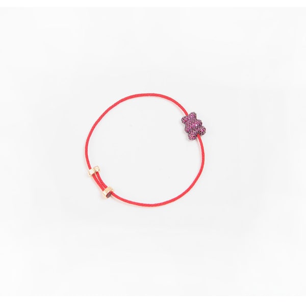 APM MONACO Bracelet in red silk, it is micro-pavé set with zirconium oxide.