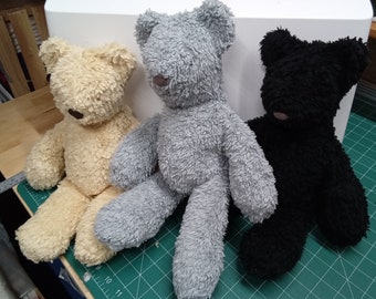 Organic Cotton Sherpa Teddy Bear - butter, grey, black or natural - 16 inches