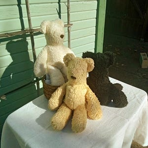 Organic Cotton Sherpa Teddy Bear - black or natural - 16 inches image 2