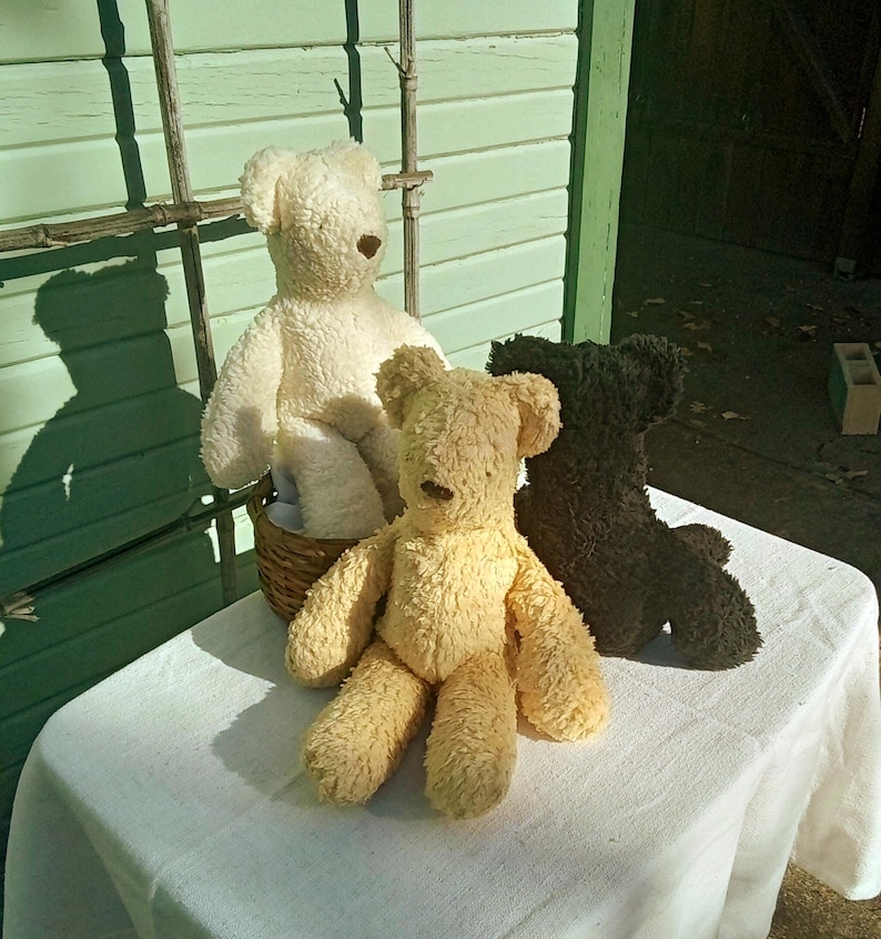 Organic Cotton Sherpa Teddy Bear - black or natural - 16 inches image 2