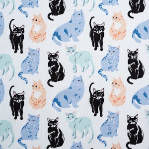 Clearance - Kitty Garden - Miau - Organic Cotton Poplin - BTHY - Cats