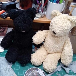 Organic Cotton Sherpa Teddy Bear - black or natural - 16 inches image 5