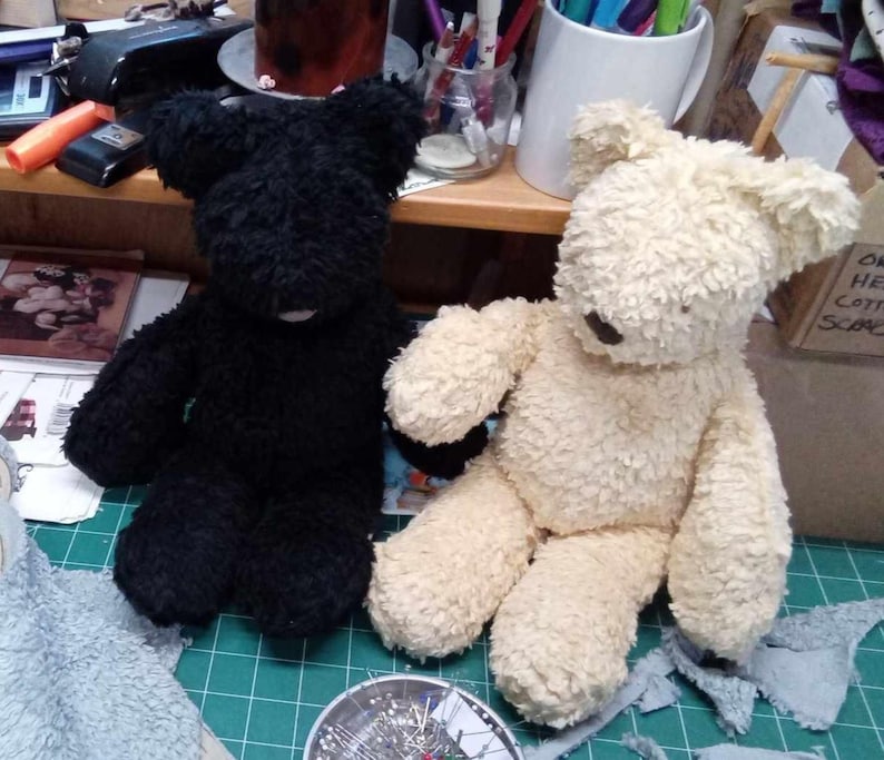 Organic Cotton Sherpa Teddy Bear - black or natural - 16 inches image 5