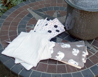 Baby wipe / Wash Cloth - organic cotton - three pack - READY TO SHIP - reusable washable - great for dry camping and festivals