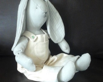 Organic cotton flannel bunny rag doll - made to order