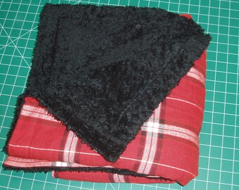 Lap Blanket / Throw - Organic Cotton Flannel and Sherpa - 55 by 43 inches - made to order