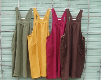 Long Linen Smock Dress – Heavyweight Coverup, Medium to Plus Size