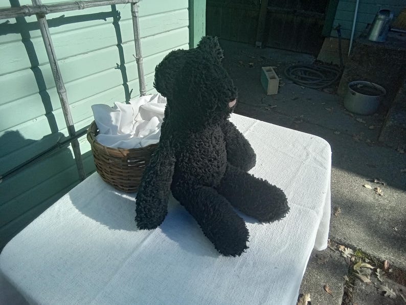 Organic Cotton Sherpa Teddy Bear - black or natural - 16 inches image 6