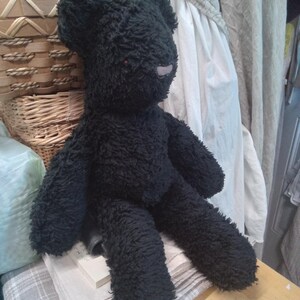 Organic Cotton Sherpa Teddy Bear - black or natural - 16 inches image 3