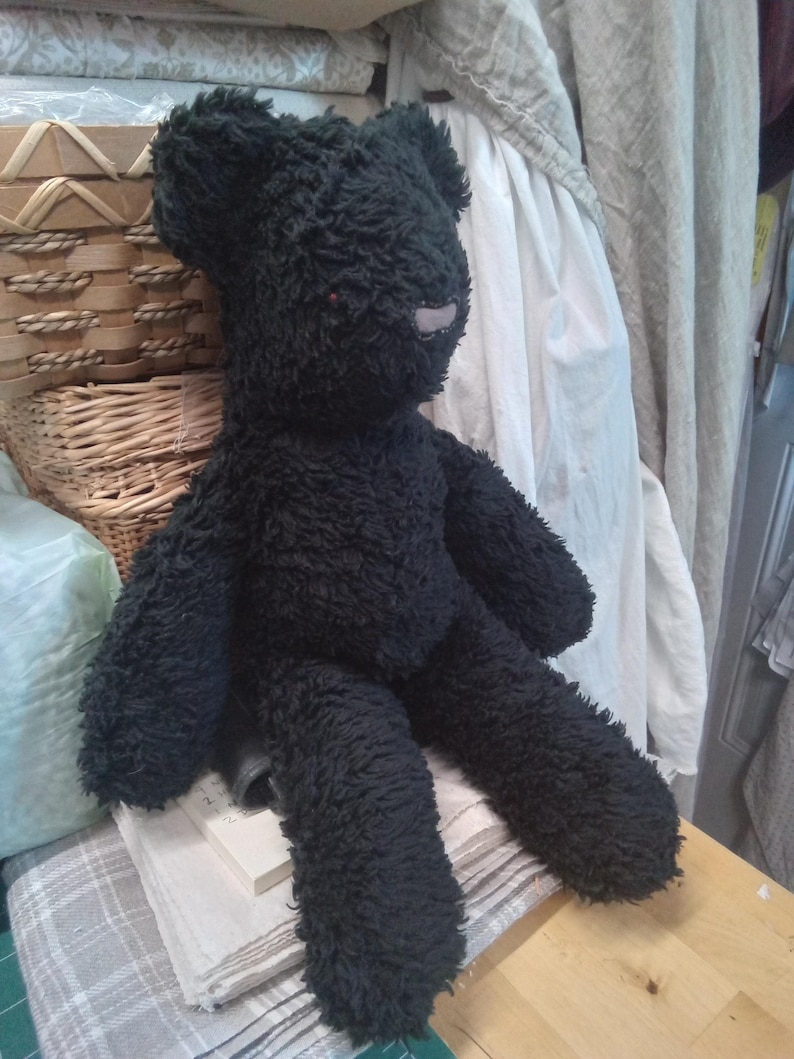 Organic Cotton Sherpa Teddy Bear - black or natural - 16 inches image 3