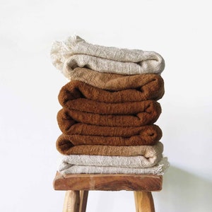 Rust ombre decorative throw blanket, Couch decor, King bedcover, Handwoven coverlet, Organic bedspread