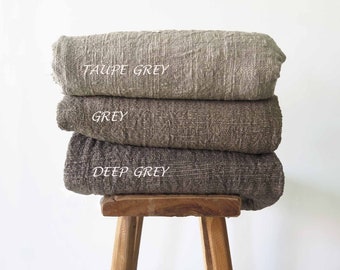 Grey king throw blanket, Handloomed throw, Rustic home decor, Boho bedroom, Natural throw blanket