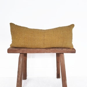 Mustard sand lumbar pillow, Handwoven cushion, Plant dyed, Handcrafted by Artisans