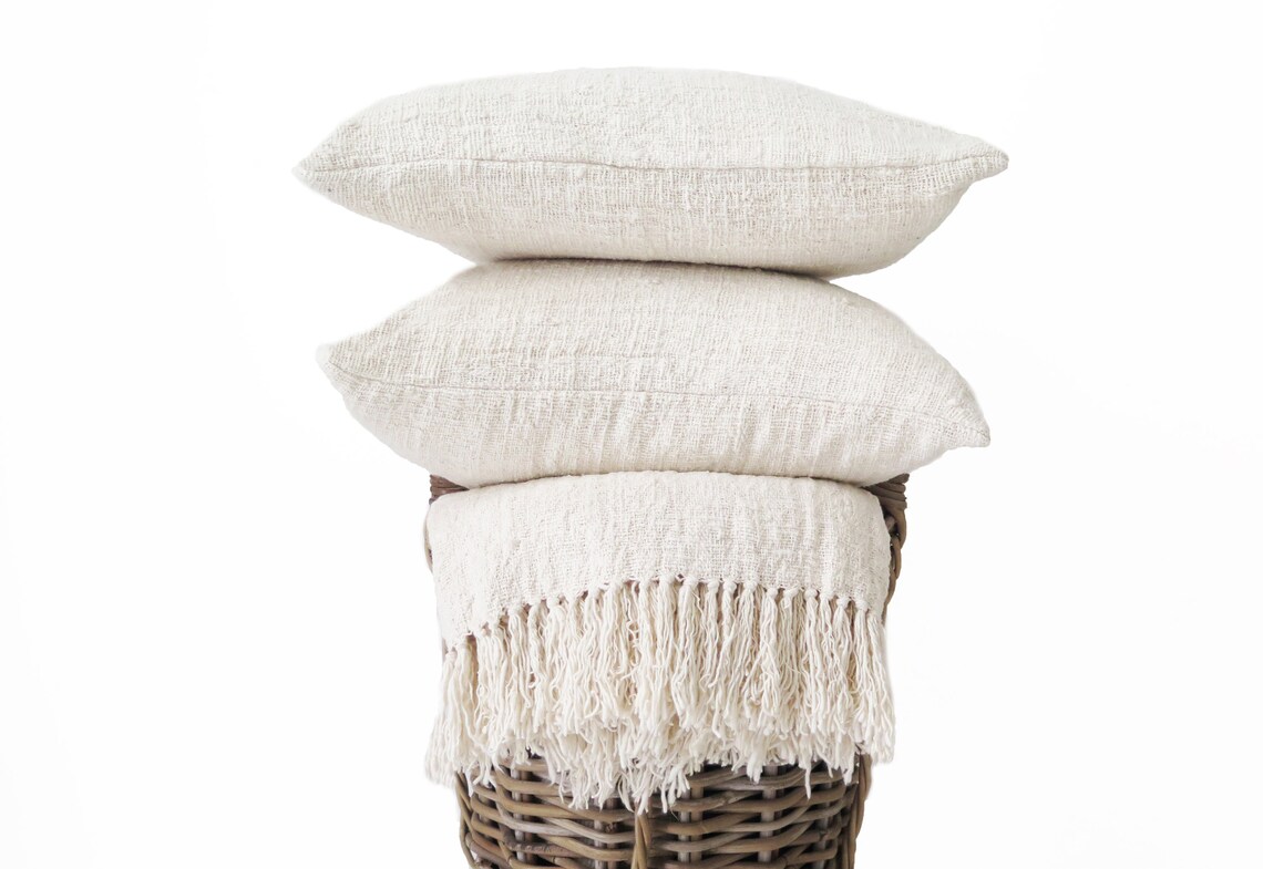 King Throw Blanket in Ivory Handwoven Raw Organic Cotton Etsy