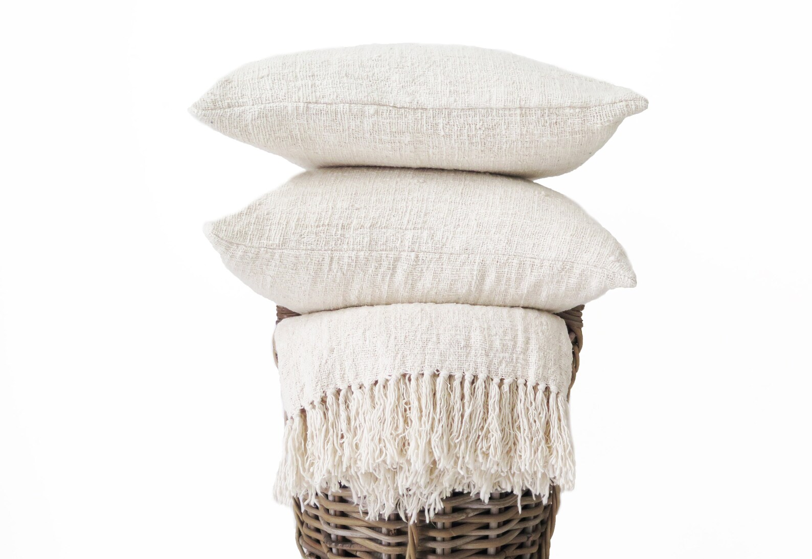 King Throw Blanket in Ivory Handwoven Raw Organic Cotton Etsy