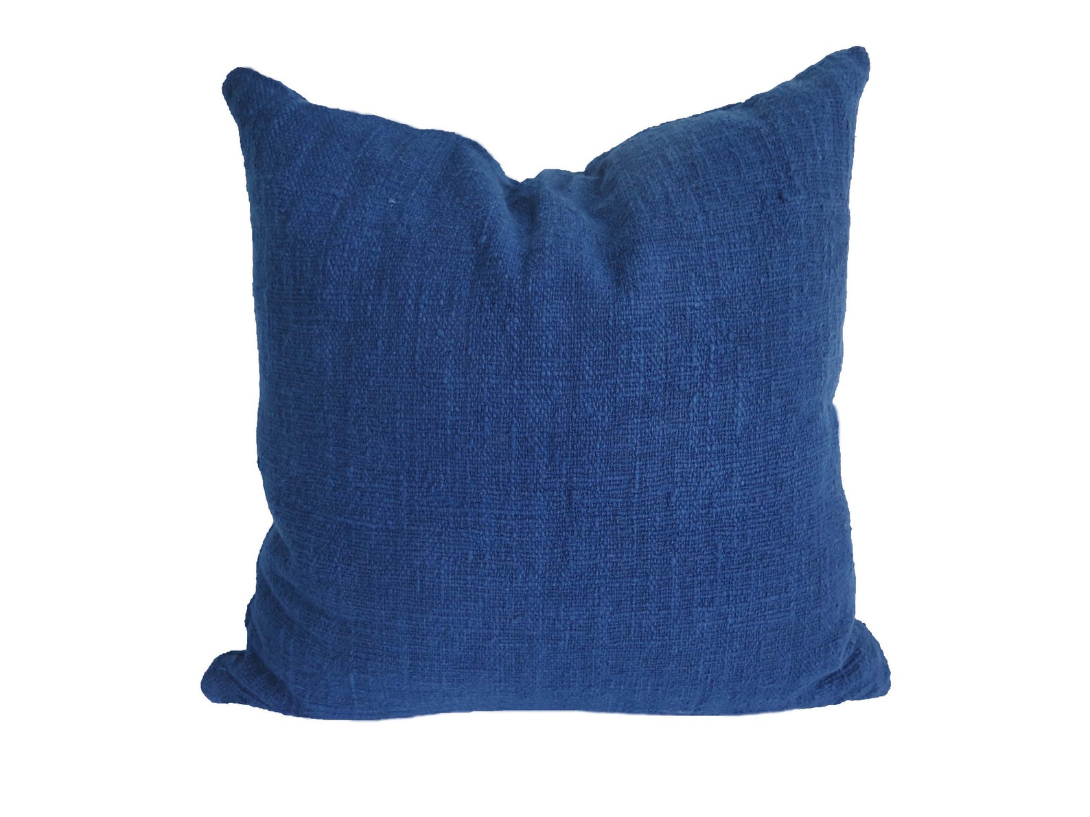 Navy Farmhouse Throw Pillow Large Textured Cotton Cushion Etsy