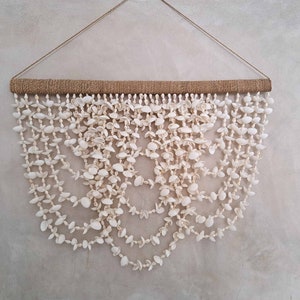 Bohemian Wall Hanging, Tapestry Hanging, Seashell Wall decor, Coastal Wall Hanging, Beach House Decor, Boho Macrame
