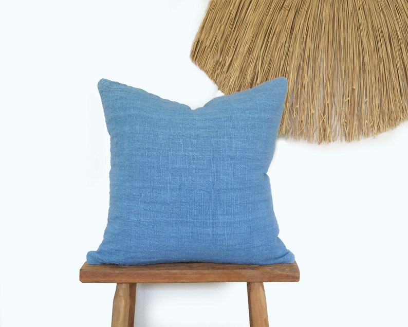 Indigo Blue Textured Throw Pillow - Thumbnail 3