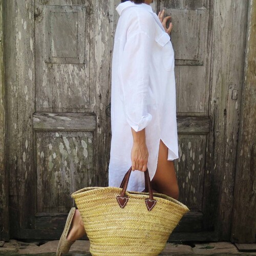 long sleeve linen beach cover up