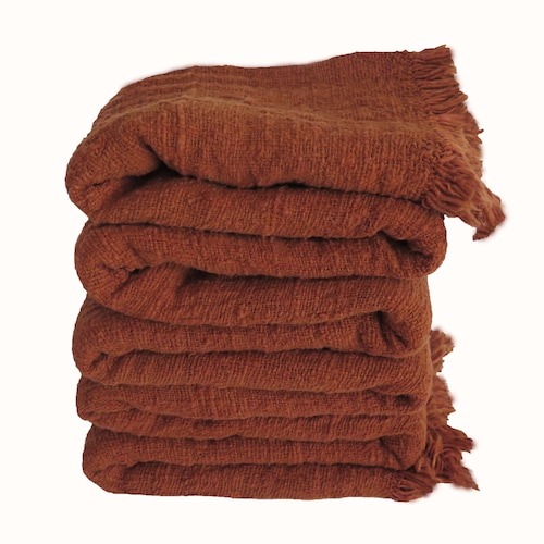 Handwoven Burnt Orange Throw Blanket 94x47 Dark Amber King Etsy