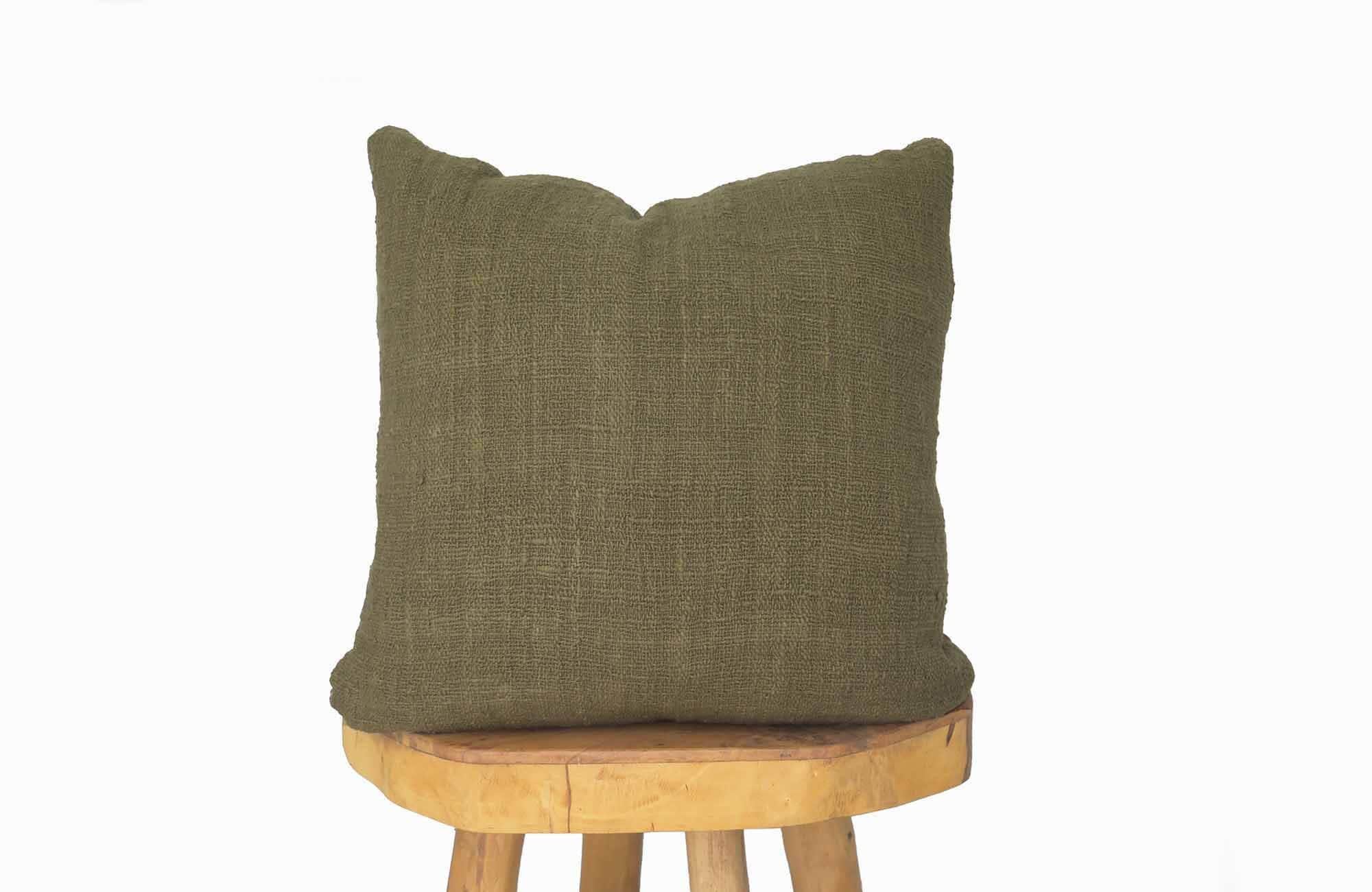 Moss Green Cushion Cover Handwoven Hand Dyed Raw Organic Etsy