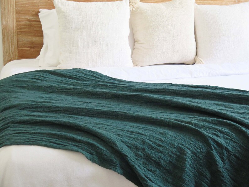 Green queen throw blanket Handwoven hand dyed raw organic Etsy