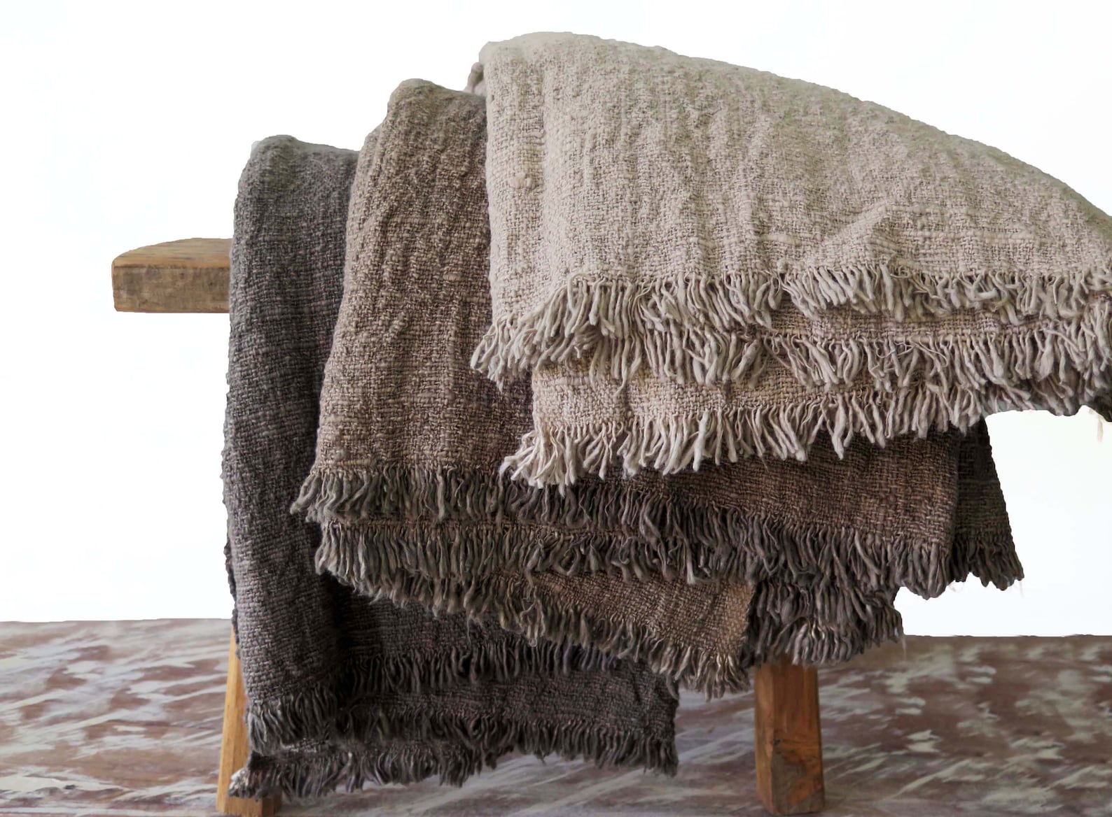 Deep Grey Fringed Throw Blanket Large Textured Cotton Throw Etsy