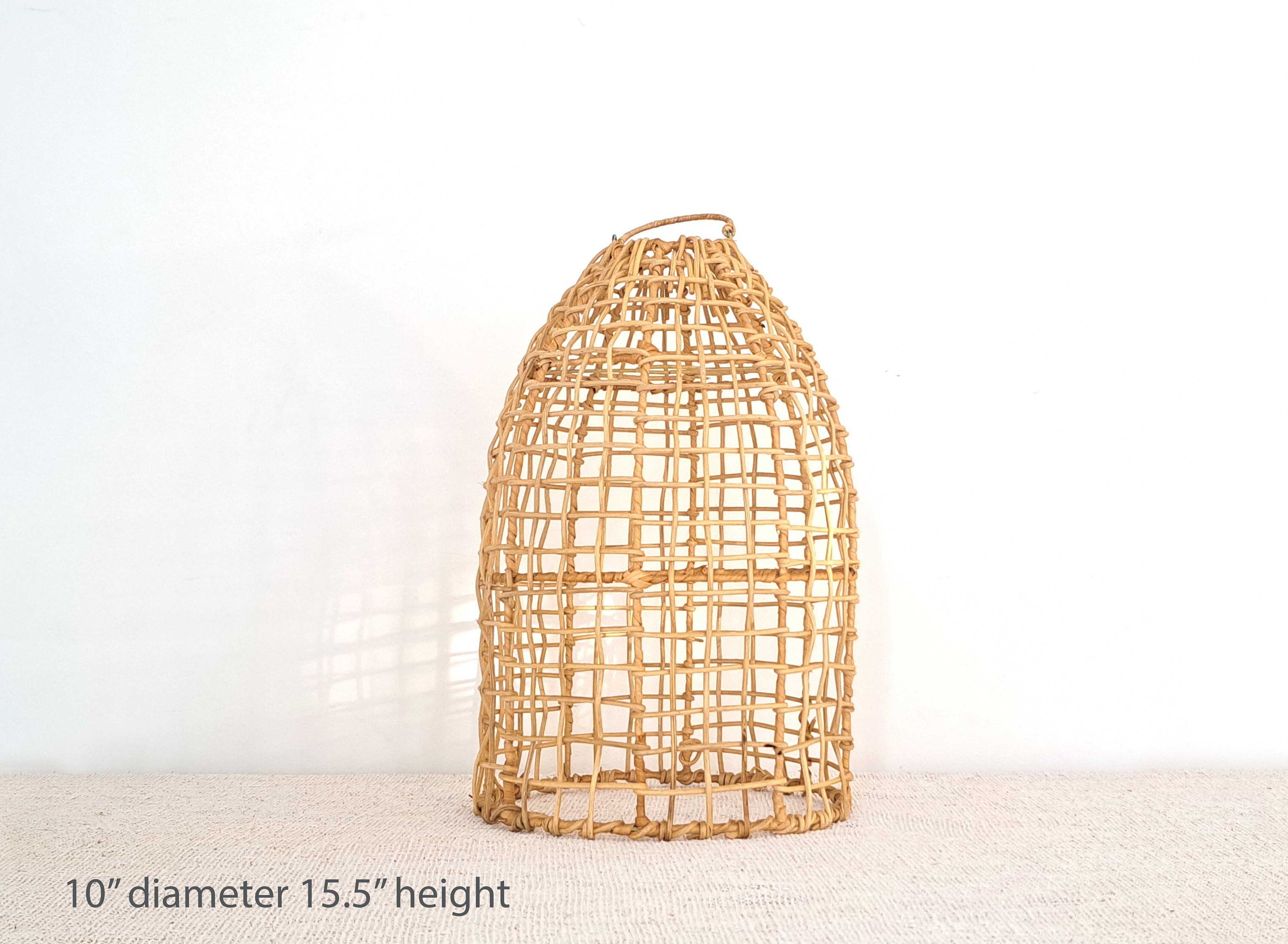 Handmade Rattan Lampshade, Wicker Hanging Lamp, Bohemian Woven