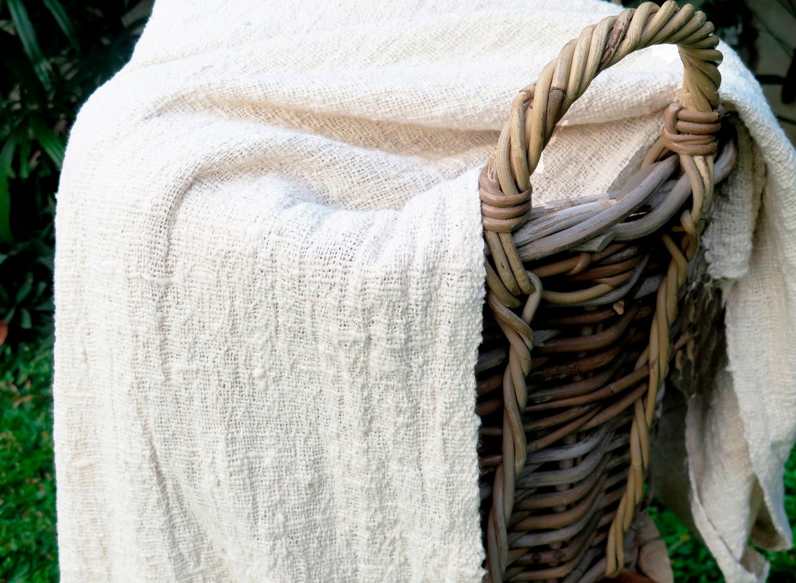 King Throw Blanket in Ivory Handwoven Raw Organic Cotton Etsy