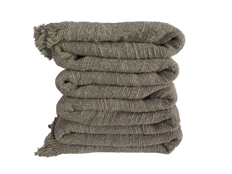 Sage Green King Throw Blanket, Sage Green Décor, Middle Green Hand Loom