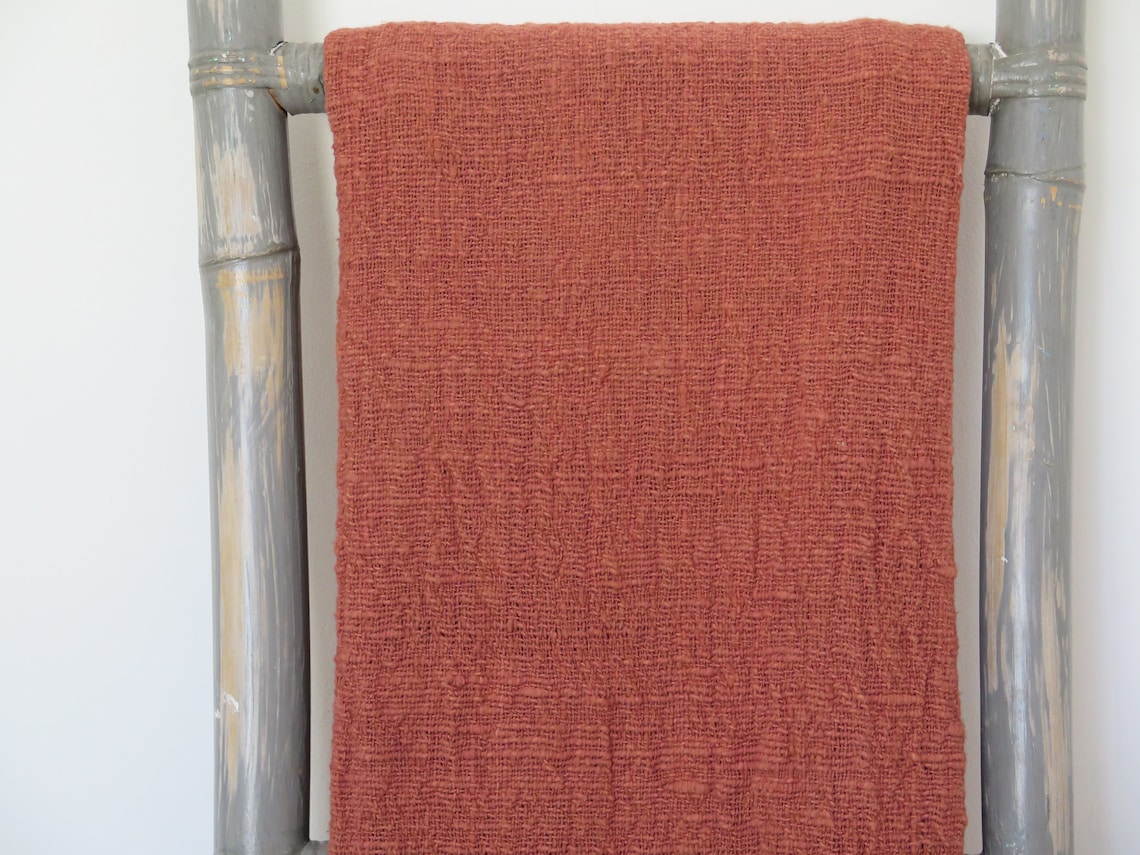Terracotta Throw Blanket Handwoven Raw Organic Cotton Open Etsy UK